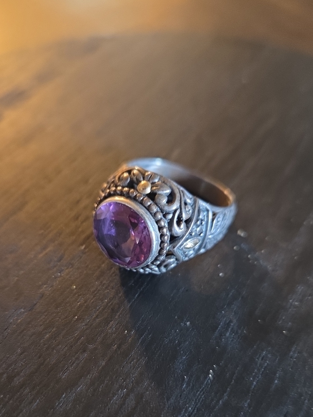 Brighton Silver Filigree Ring with Purple Stone - Picture 4 of 9
